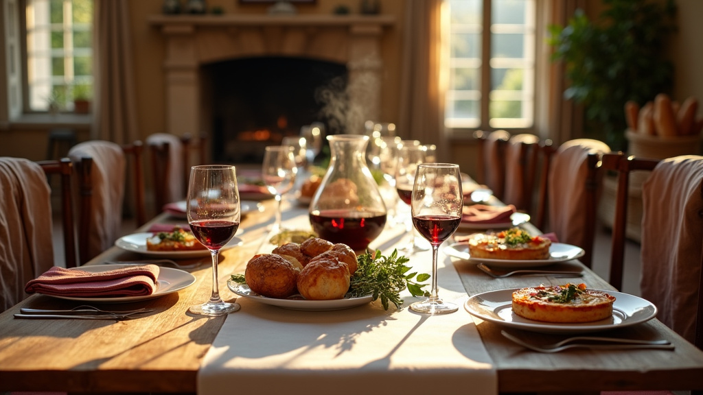 Repas d'affaires gastronomique en France - table dressée pour un événement professionnel