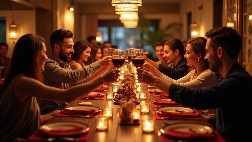 Salle de restaurant La Pampa lors d'une privatisation avec tables décorées et convives